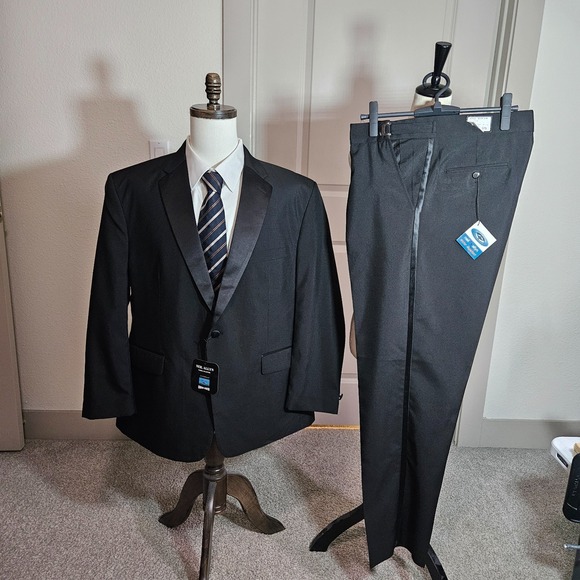 New Neil Allyn Formal Collection 48S‎ Tuxedo Men Pants 37S Black - NEW - Picture 1 of 16